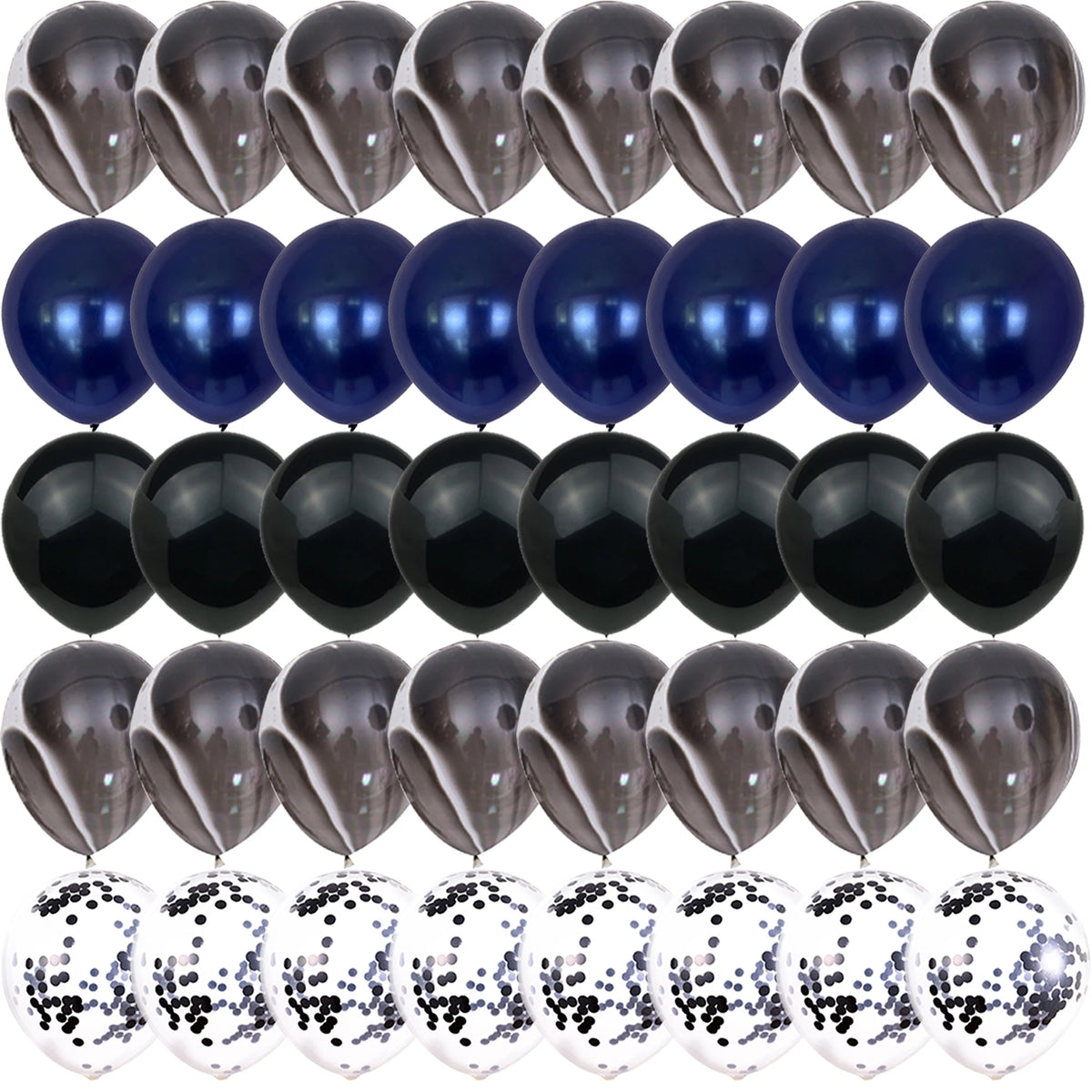 Obbty 40PCS Metal Blue Night Blue Black Balloons Gender Reveal Wedding Valentine's Day Baby Shower Birthday Globos Party Decorations