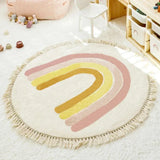 Obbty Round Carpet for Children's Room Mat Home Decor Bedroom Decoration Children Rug Kids Cute Cartoon Tassel Mats Machine Washable