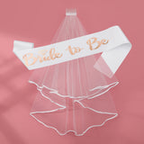 Obbty 2pcs Engagement Wedding Bride Rose Gold Bride to Be Shoulder Strap Bachelor Party White Veil