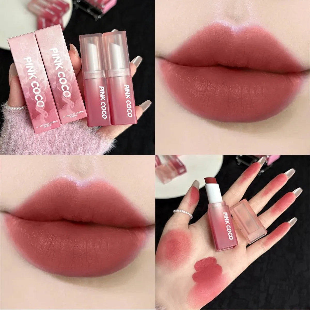 Obbty Velvet Matte Lipstick Moisturizing Waterproof Lasting Nude Peach Lip Tint Non-stick Cup Lip Gloss Red Lipstick Cosmetics Make Up