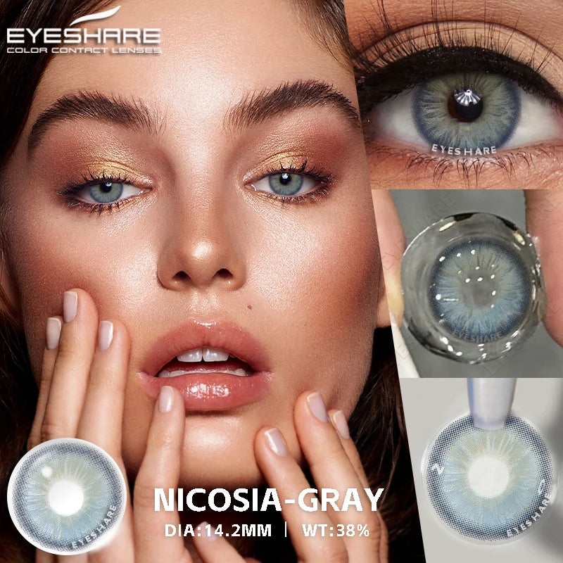 Obbty 1pair Natural Color Contact Lenses for Eyes Fashion Blue Lenses Gray Pupils Brown Lenses Yearly Cosmetic Green Contacts