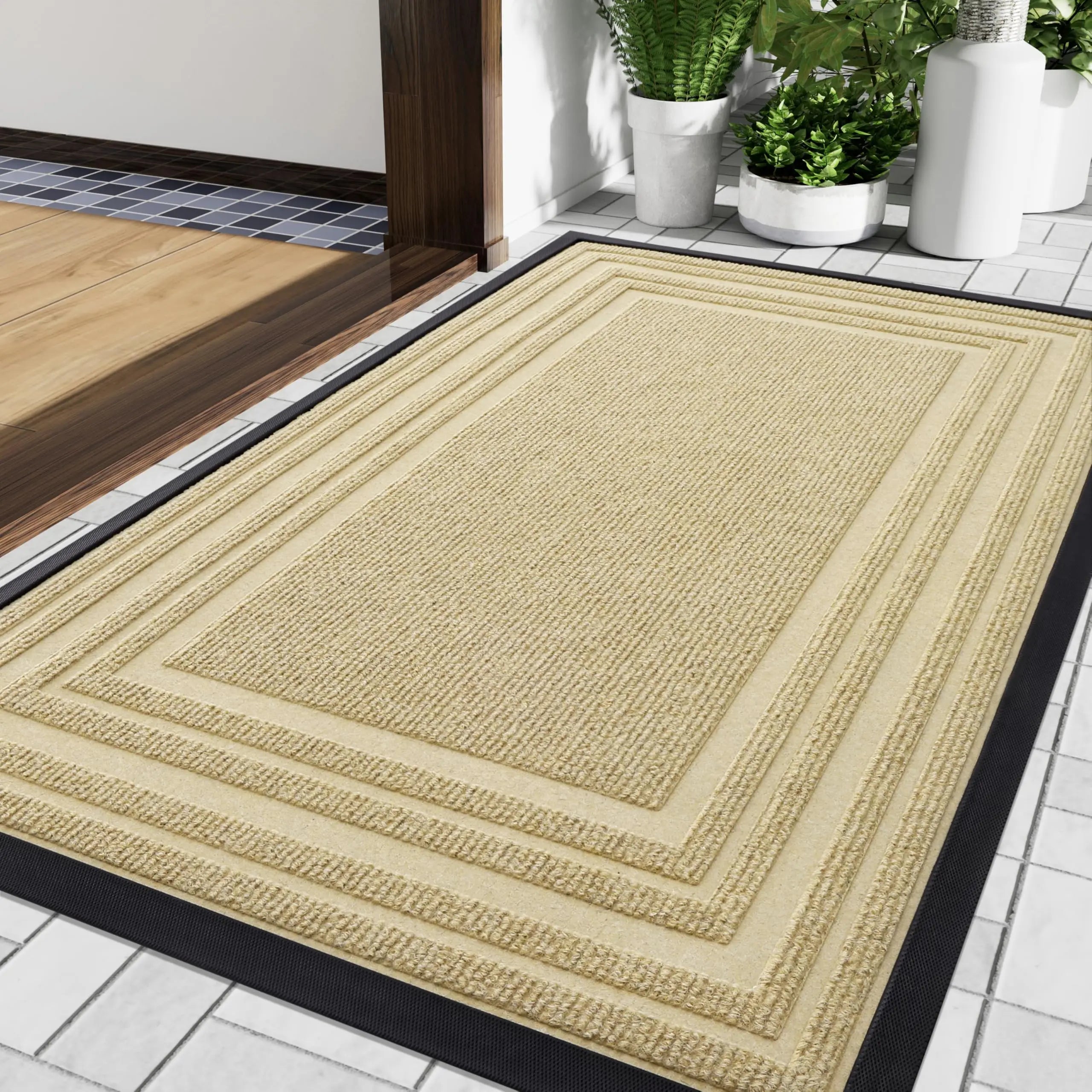 Obbty  Entry Door Floor Mat Natural Rubber Anti-dirt Low Profile Carpet Heavy Kitchen Non Slip Rugs House Decor Front Door Mat