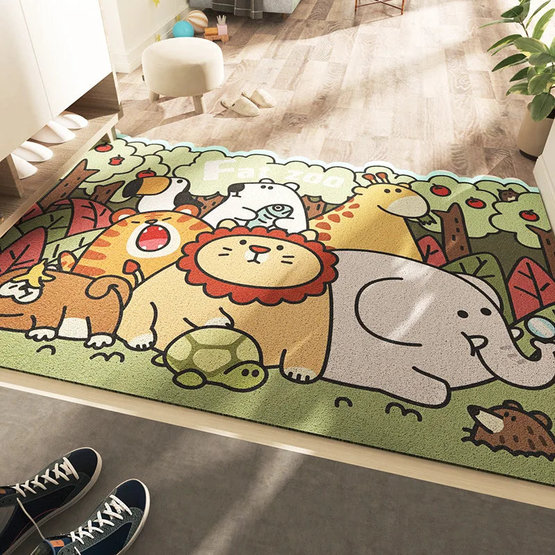 Obbty Entrance Rug Cartoon Cutable Wire Loop Small Floor Mat Non-slip Bottom Environmentally Friendly Material PVC Dust Removal Carpet