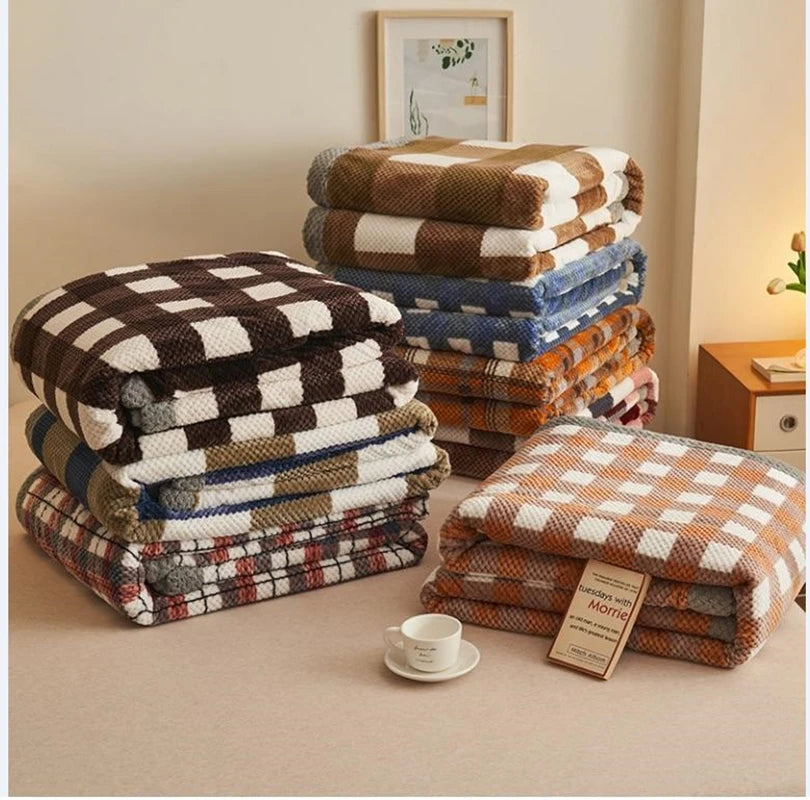 Obbty Winter Blanket Throw Soft Chenille Yarn Knitted Blanket Knitted Throw Blanket For Couch Bed Warm Sleeping Blanket