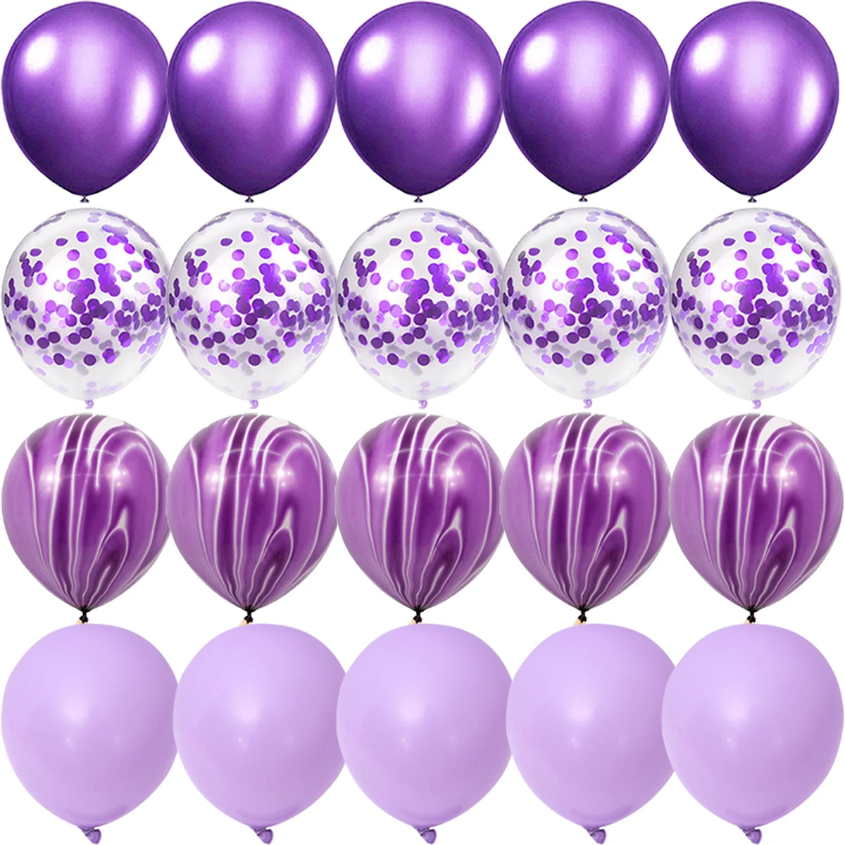 Obbty Purple Golden matte Balloons Silver Confetti Balloon Wedding Valentine's Day Baby Shower Birthday Party Decorations