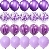 Obbty Purple Golden matte Balloons Silver Confetti Balloon Wedding Valentine's Day Baby Shower Birthday Party Decorations