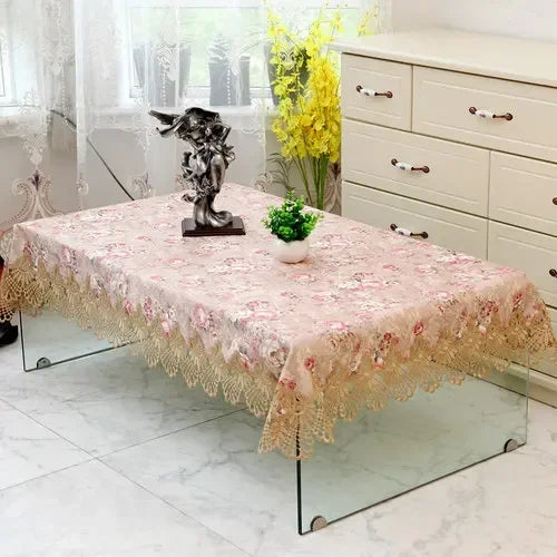 Obbty Fashion Coffee Table Cloth European Lace Tablecloth Rectangular Dining Table Cloths Cover over Embroidery Table Towel