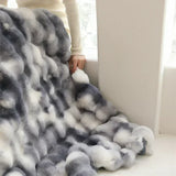 Obbty New Tie-dye Tuscan Faux Fur Weighted Blankets for Winter High-end Warm Sofa Throw Blanket Warmth Fluffy Soft Blankets for Beds