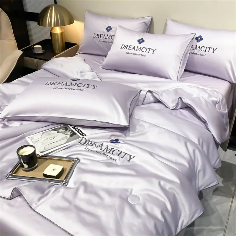 Obbty Home Bedding Quilt New Ice Cool Summer Bedding Set 1/Four Piece Twin Full Size Oversized Duvet Sheet Pillow Case