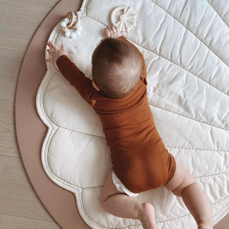 Obbty Nordic Shell Shape Cotton Floor Mat Kids Room Baby Crawling Mats Infant Playmat Children Home Decoration Photography Props