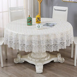 Obbty European Linen Round Lace Tablecloth, Dining Table Cover, Coffee Table, Living Room Decor, Embroidered Cloth