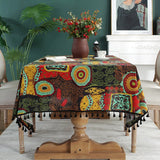 Obbty Ethnic Style Tablecloth Mayan Big Flower Rectangular Tablecloth Coffee Table Cover Birthday Wedding Set Home Table Decoration