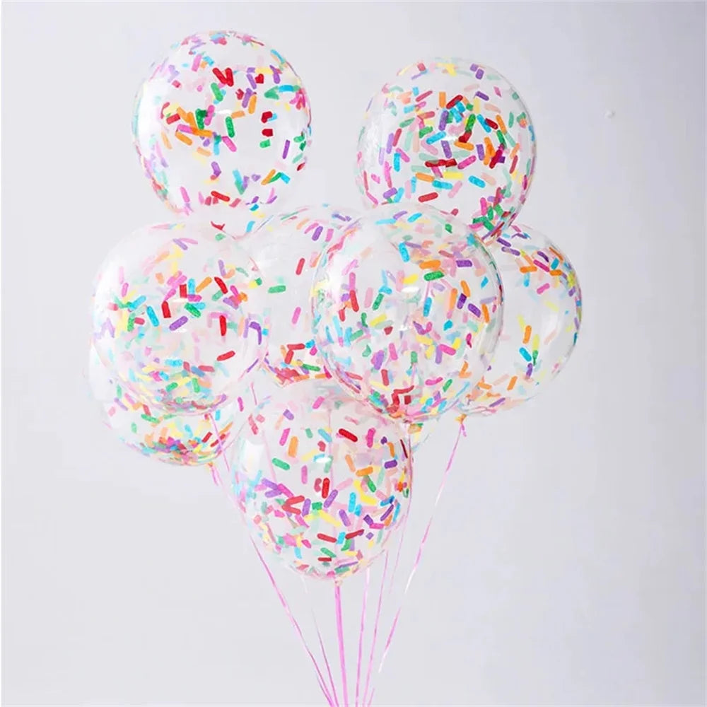 Obbty 15pcs 12inch Rainbow Confetti Balloons Ice Cream Mixed Color Balloon Wedding Anniversary Decoration Birthday Party Baby Shower