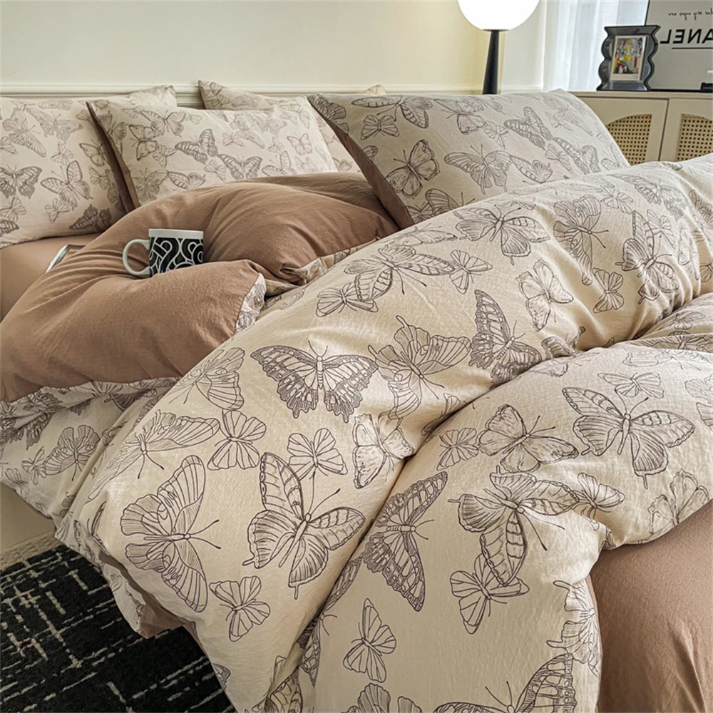 Obbty Jacquard Bedding Set Light Luxury Duvet Cover Pillowcase and Bedsheet Bed Linen Set Comforter Queen Bedroom Decor Home Textiles