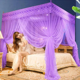 Obbty High-quality Lace Mosquito Tent with Stainless Steel Bracket Square Princess Palace Mosquito Net Queen King Canopy Bed Tent Home