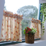 Obbty American Flowers Tulle Short Curtains for Living Room Korean Pastoral Floral Half Curtains for Kitchen Bedroom #A493