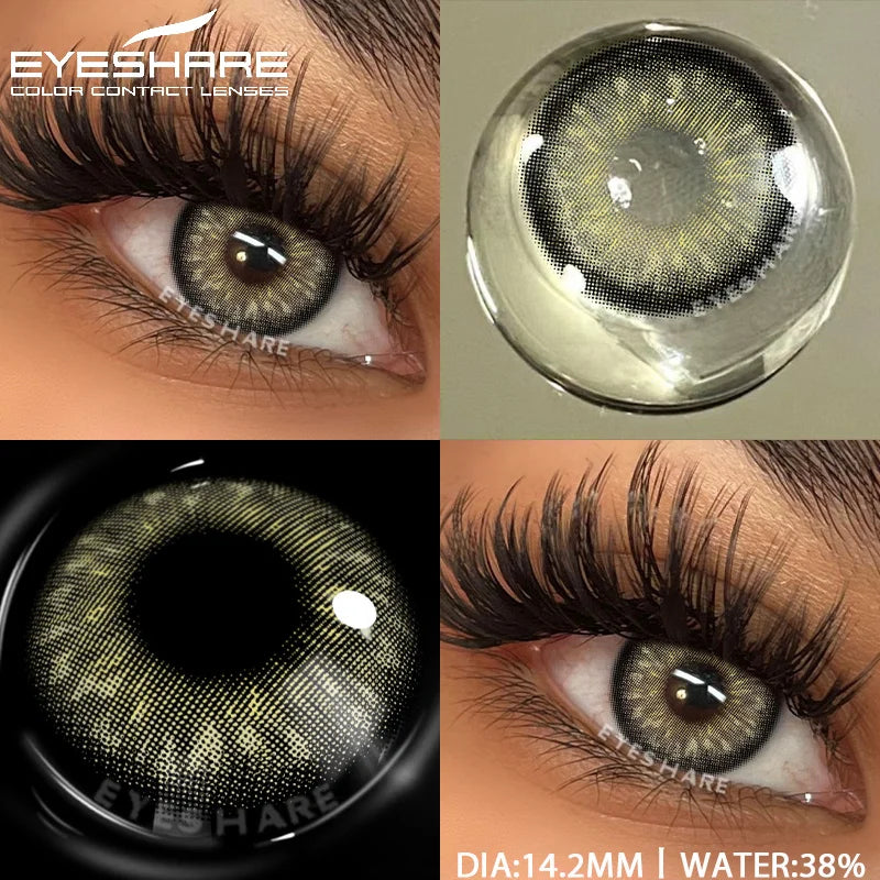 Obbty  1pair Natural Colored Contact Lenses Gray Color Contacts for Eyes Fashion Blue Eyes Contact Yearly Brown Eye Contacts