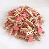 Obbty New 50Pcs/Set Wooden Clips Love Heart Pegs Clothespin DIY Cute Wedding Decoration Craft Pegs Clothespin