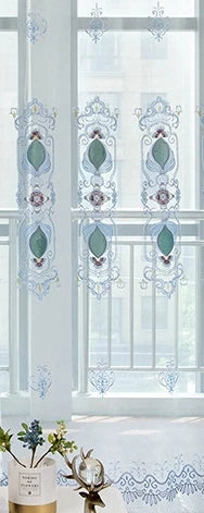 Obbty Balcony Customized Window Screen European Embroidery Blackout Curtains for Living Dining Room Bedroom Embroidered Windows