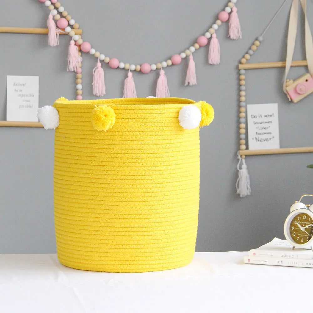 Obbty Woven Storage Buckets Foldable Dirty Laundry Baskets Kids Toys Baby Storage Baskets Student Dormitory Decor Closet Organizer