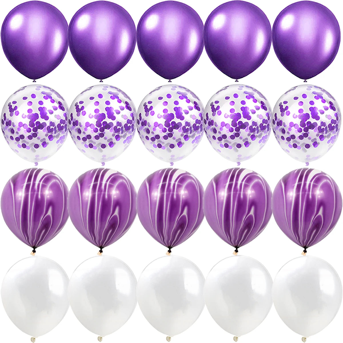 Obbty Purple Golden matte Balloons Silver Confetti Balloon Wedding Valentine's Day Baby Shower Birthday Party Decorations