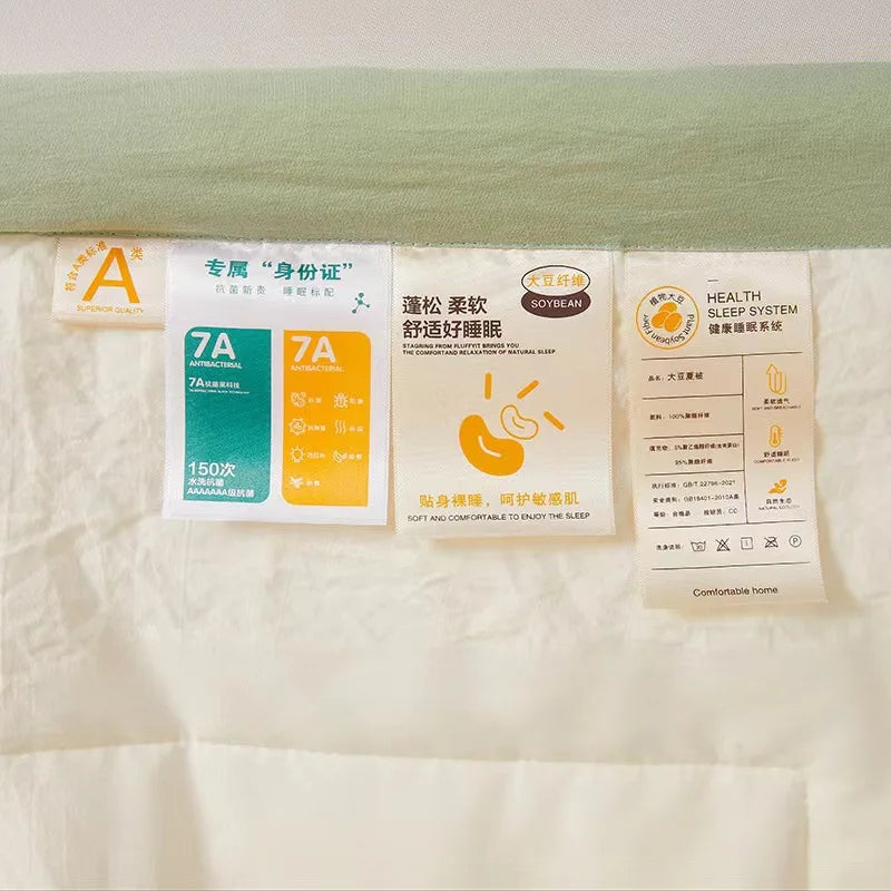 Obbty New Soya Fibre Filling Summer Quilt Queen Grade A Maternal and Child Thin Comforter Antimicrobial Breathable King Size Duvet