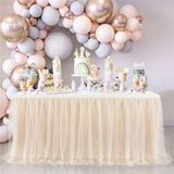 Obbty Sweet Table Skirt Decoration Birthday Cloth Wedding Home Accessories Party Tulle Covers White Pink Purple Tablecloth Rectangular