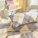 Obbty 3pcs Pure Cotton Gray Geometric Pattern Duvet Cover Soft Simple Line Quilt Cover Letter Printing Bedding Single Queen King Size