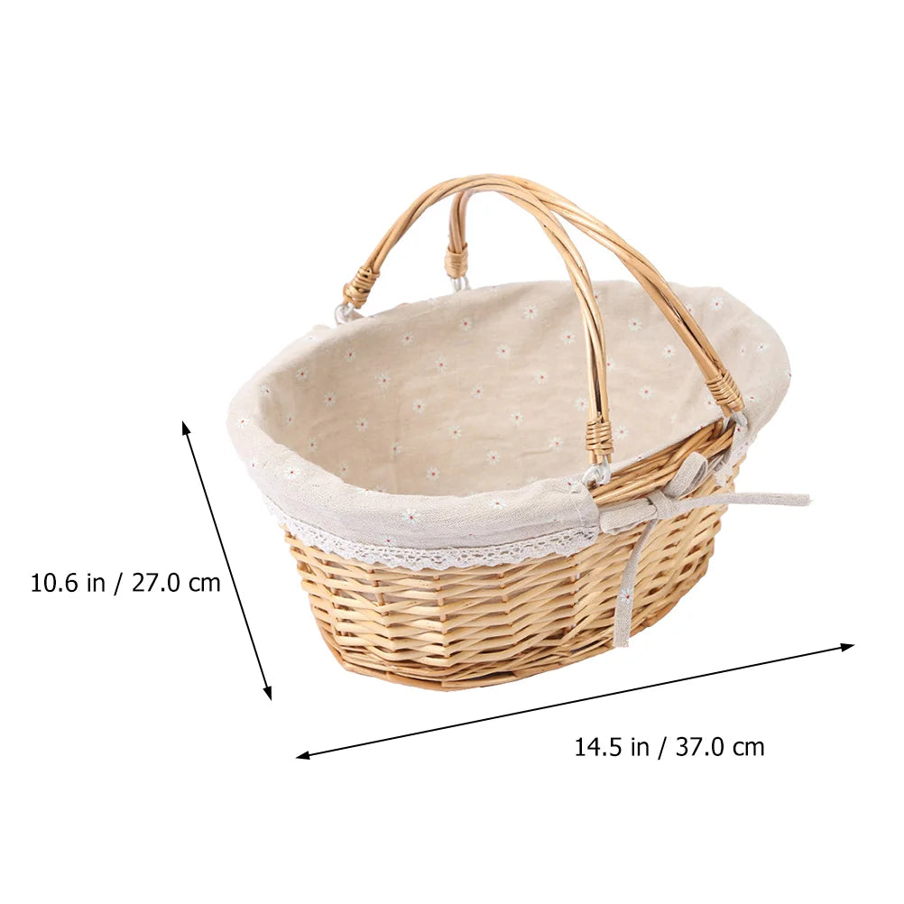 Obbty Picnic Basket Wedding Ceremony Decorations Woven Willow Wicker Flower Hanging Candy Child