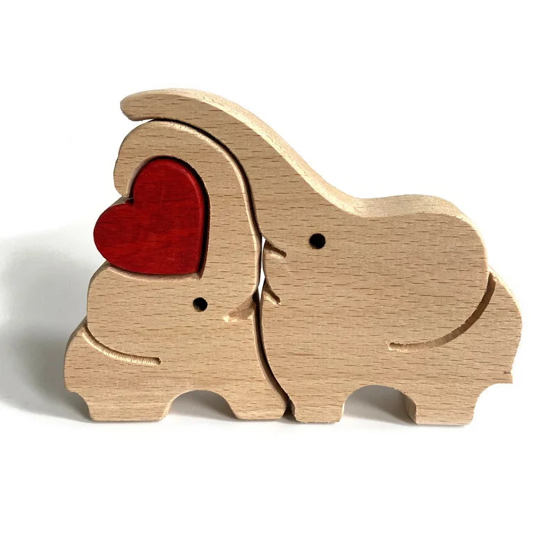 Obbty Cute Animal Dolphins Rabbits Bear Family Theme Art Diy Family Wooden Desktop Ornament Home Deco Mother's Day Gift