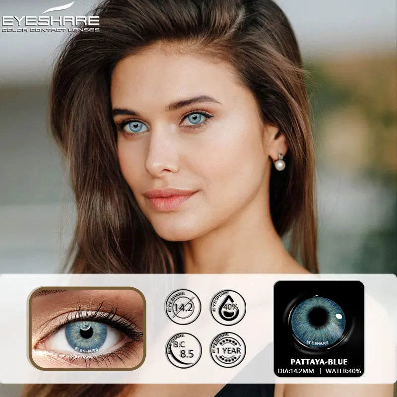 Obbty EYESHARE Colored Contacts Lenses For Eyes 1Pair 2pcs Contacts Beautful Pupils Color Contacts Beauty Makeup Yearly Contact Lens