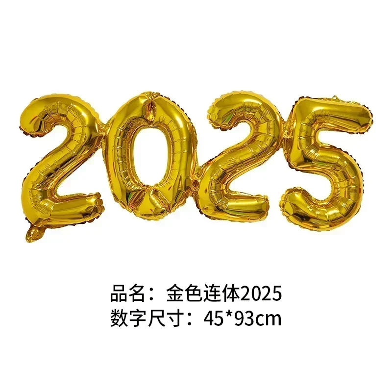 Obbty 2025 Crown Number Foil Balloons Happy New Year Eve Party Decoration Photo Booth Props Supplies Christmas Home Decor Navidad 2025