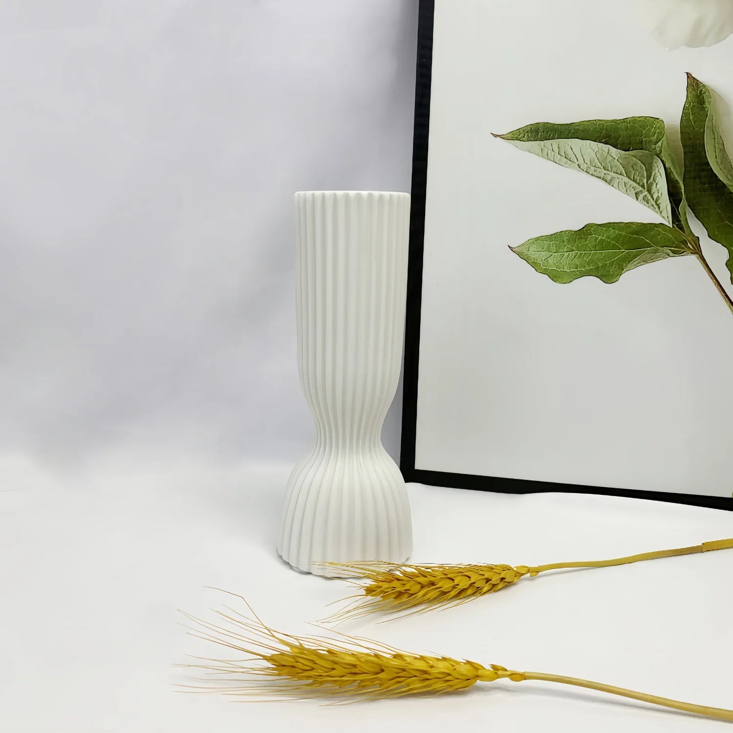 Obbty Modern minimalist ins style Nordic white ceramic vase decoration, dried flower arrangement, home living room