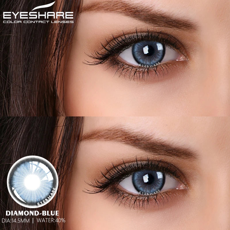 Obbty EYESHARE 2pcs Colored Contacts for Eyes Blue Contact Lenses Yearly Cosmetic Beauty Makeup Eye Contact Lens Colorful Eyes Lenses