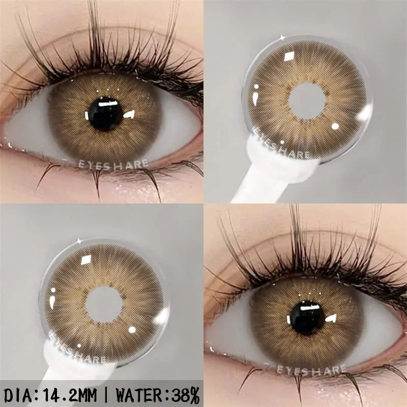 Obbty 2pcs Myopia Color Contact Lenses for Eyes Gray Pupils with Diopters Blue Eye Lenses Brown Natural Lenses Green Eye Lens