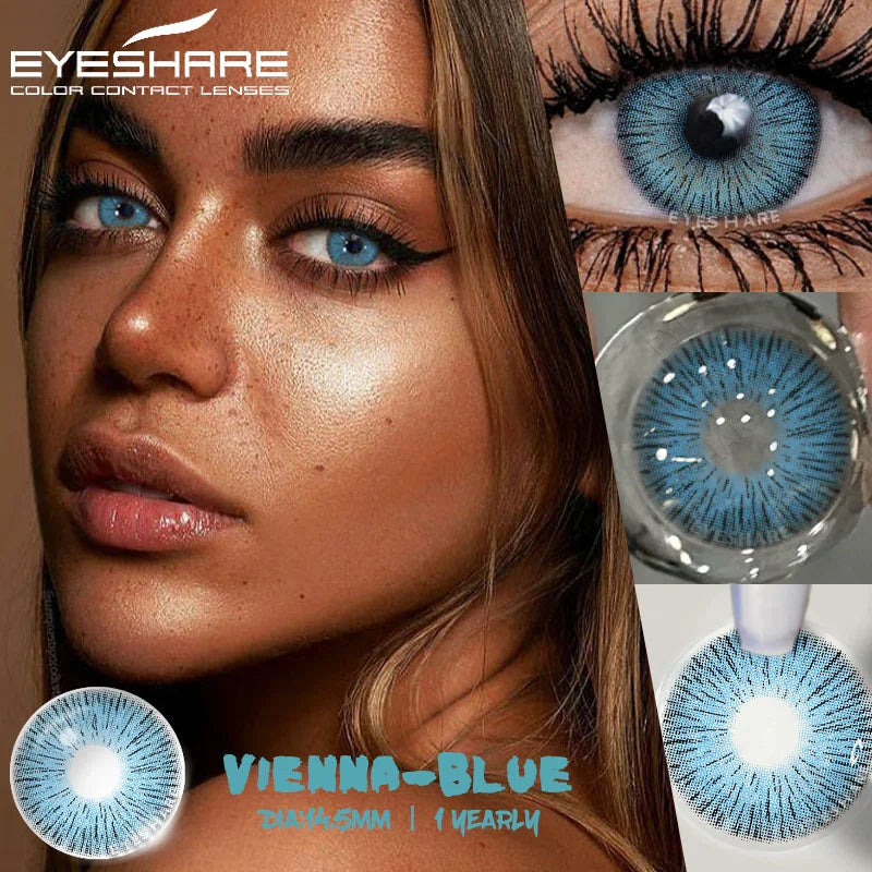 Obbty Color Contact Lenses for Eyes 1Pair Blue Eye Contacts Brown High Quality Natural Contact Lenses Gray Pupils Lens Yearly