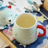 Obbty Cute Cartoon Ceramic Mug High-valued Spoon with Lid Student Couple Water Cup Breakfast Coffee Milk Cup Drinkware