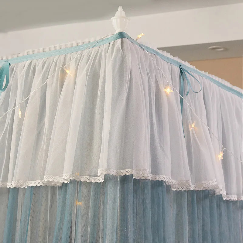 Obbty Floor-standing Mosquito Net with Frame Luxury Design Double Layer Romantic Lace Princess Style Girl Bed Room Decoration