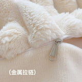 Obbty Winter Thickened Plush Warm Duvet Cover Set Solid Color Luxury High Quality Quilt Cover Sheet Pillowcase 4pcs Queen Bedding Set