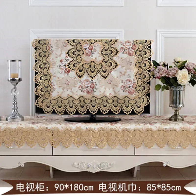 Obbty Top Elegant Embroidery Lace Round Tablecloth, Wedding Table Cloth Cover, TV Covers, Tea Tablecloths, Sofa Towel, Refrigerator