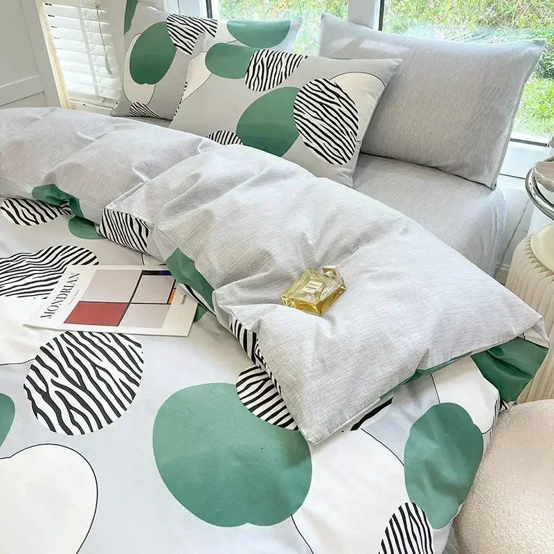 Obbty High-quality Home Pure Cotton Bedding Set 100% Cotton Skin-friendly Queen Duvet Cover Set with Sheets Comforter Cover Pillowcase