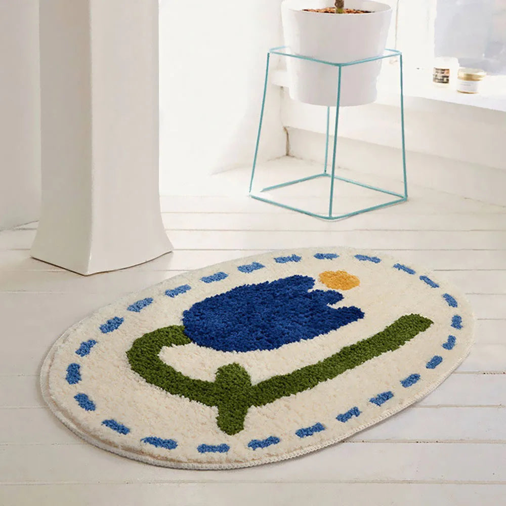 Obbty Cartoon Carpet Bathroom Long Plush Warm Carpet Water absorption Non-slip Cute Plants Animal Mat Rug Bedroom Mat