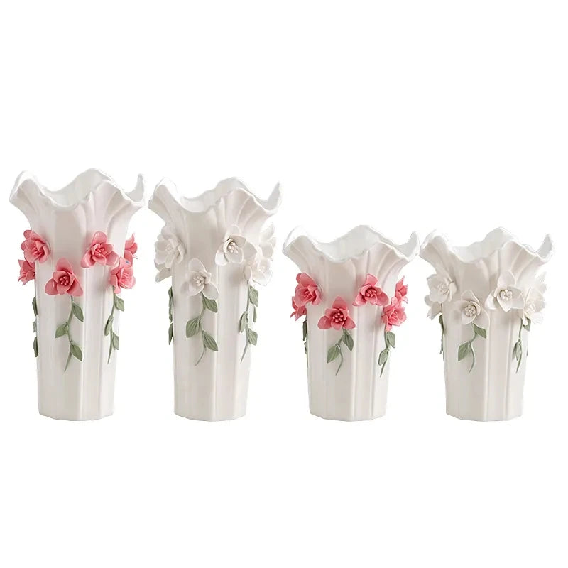 Obbty 3D Ceramic Vase Home Decor Creative Design Porcelain Decorative Flower Vase For Wedding Decoration