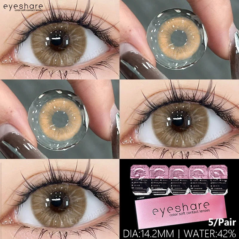 Obbty 1 Day Lens Color Contact Lenses for Eyes 5 Pairs Daily Lens 42% High Water Content Comfortable to Wear Daily Disposable