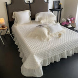 Obbty Ruffle Chiffon Lace Duvet Cover Set  2Pcs Pillowcases Sweet Cute Princess Style Bedding set Ultra Soft and Light Weight