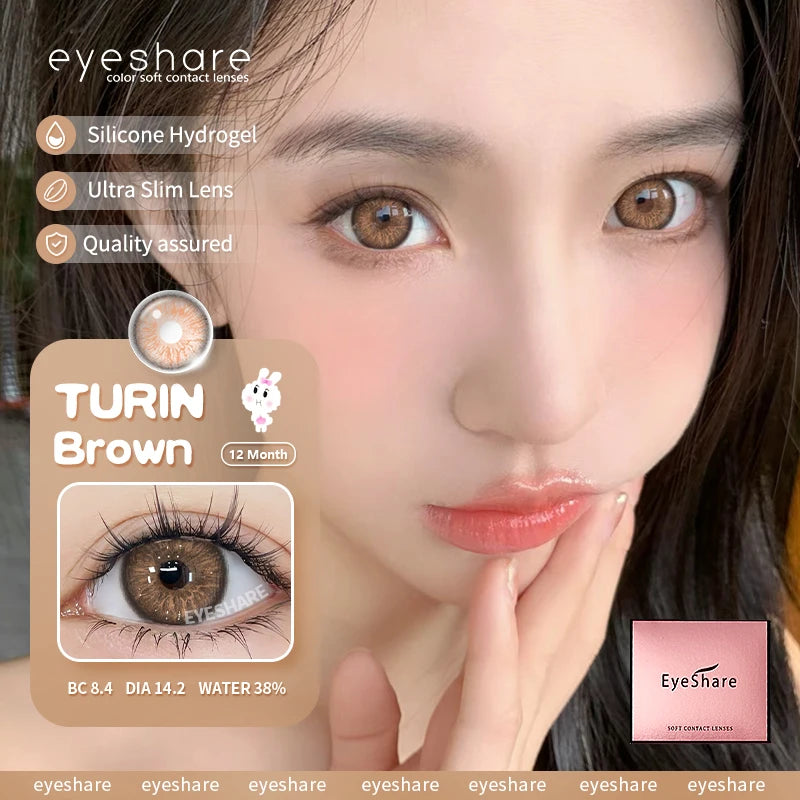 Obbty 1Pair Colored Contact Lenses for Eyes Natural Brown Eye Lenses Gray Pupils Blue Eye Soft Lenses Yearly Green Contacts