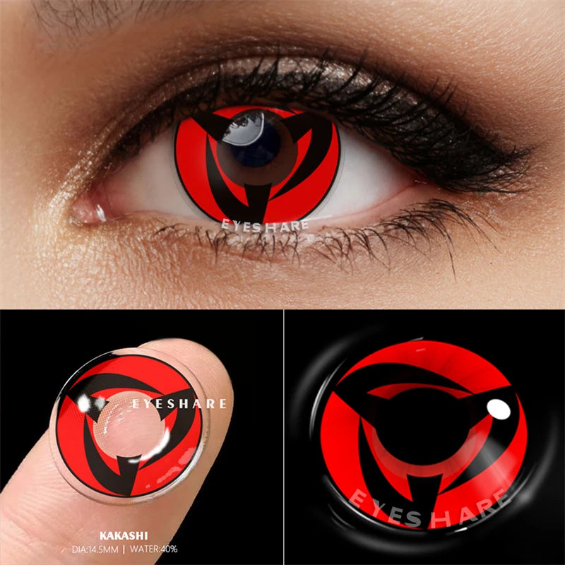 Obbty EYESHARE Red Cosplay Colored Contact Lenses for Eyes Yearly Halloween Anime Lens Beauty Makeup Contact Lenses Christmas Party