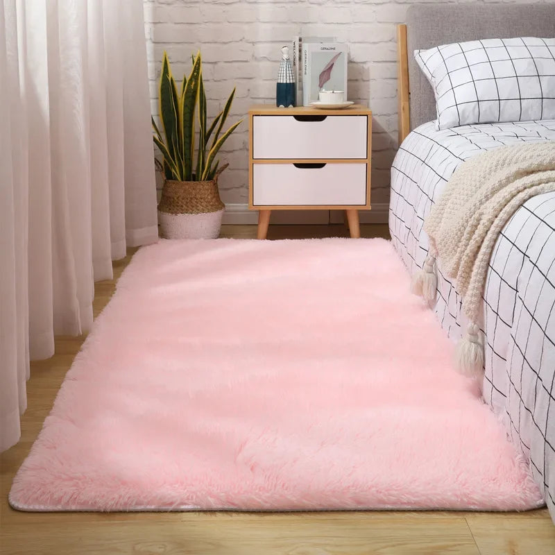 Obbty Simple Solid Color Silk Wool Carpet Sofa Cover Bedroom Bedside Full Long Blanket Window Cushion