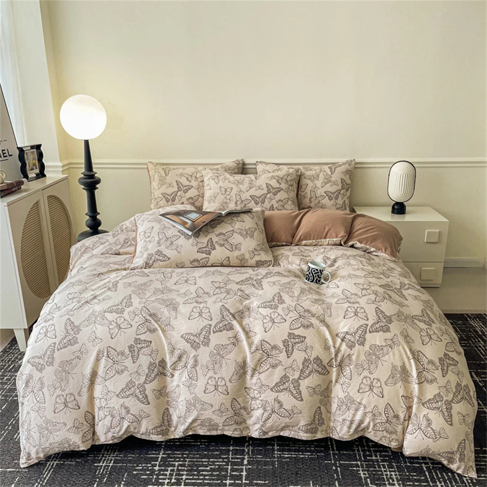 Obbty Jacquard Bedding Set Light Luxury Duvet Cover Pillowcase and Bedsheet Bed Linen Set Comforter Queen Bedroom Decor Home Textiles