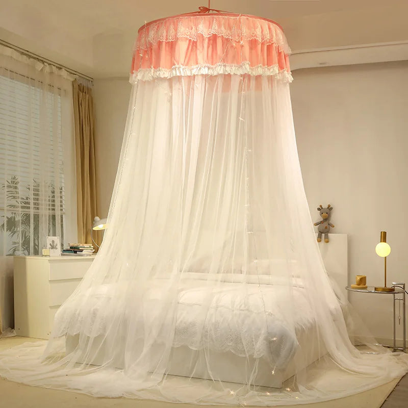 Obbty New Dust-proof Suspended Ceiling Hung Dome Mosquito Net for Baby Children Princess Style Round Top Double Layer Yarn Suspended